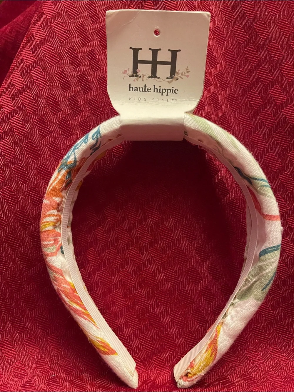 Haute Hippie Kids Floral Padded Headband in White, Orange, Yellow, Green, Blue